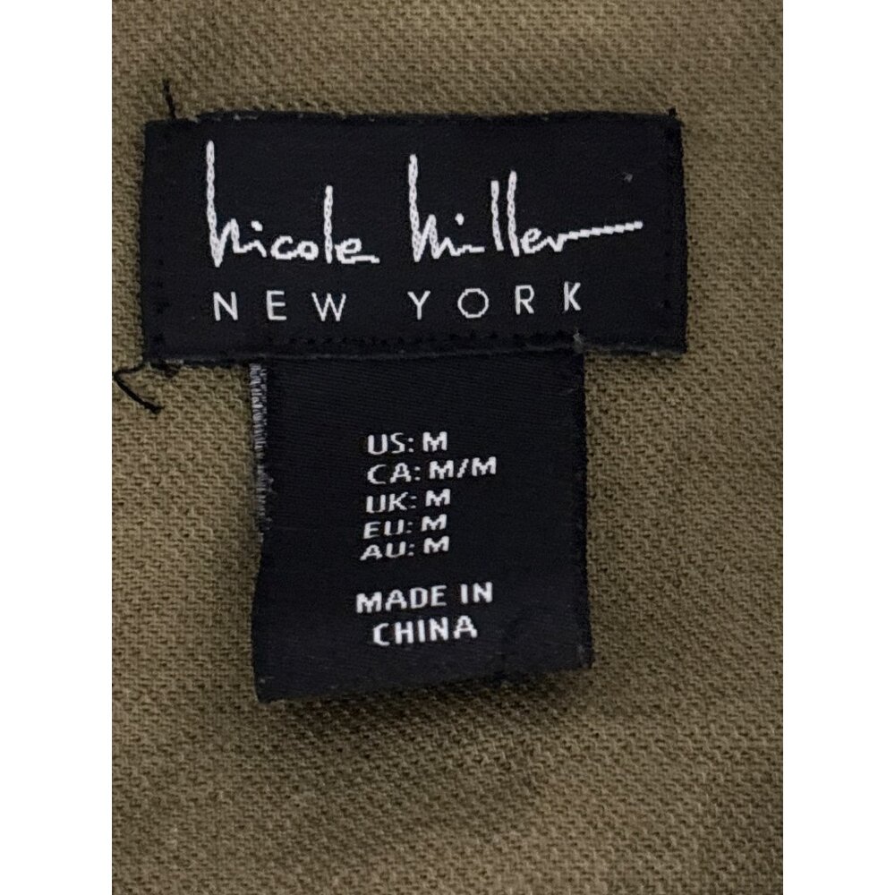 Nicole Miller Jacket M Linen Lyocell Utility Olive Green Cinched Waist Military - Picture 3 of 10